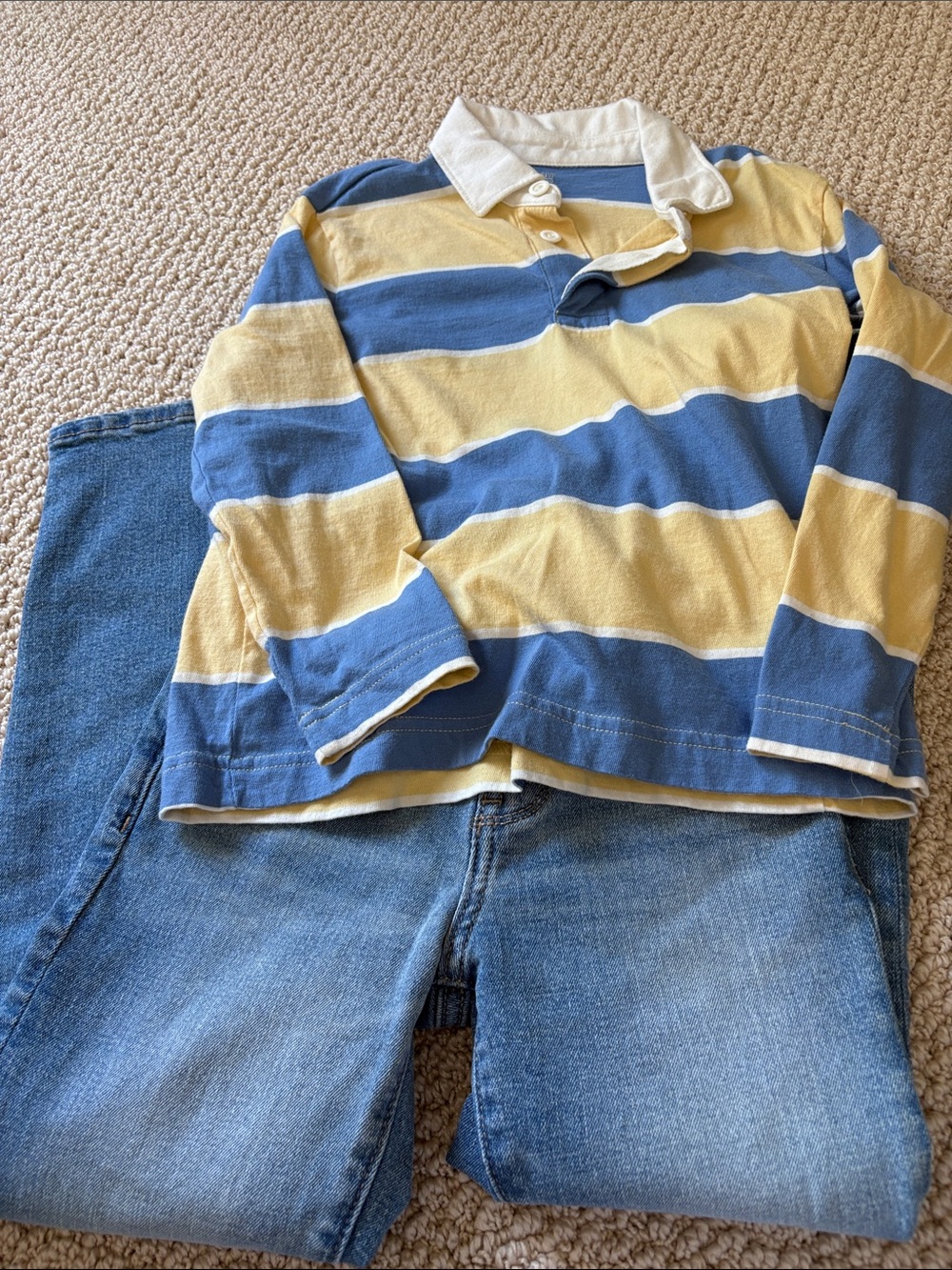 Boys Long Sleeve Top & Blue Jeans Size 7